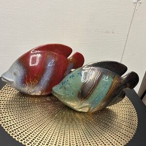 🐠🐟Ceramic Fish Figurines - Red and Green